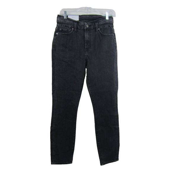 7 for All Mankind High Waist Skinny Black Denim Jeans Women's 29"x26" Minimalist - Picture 1 of 5